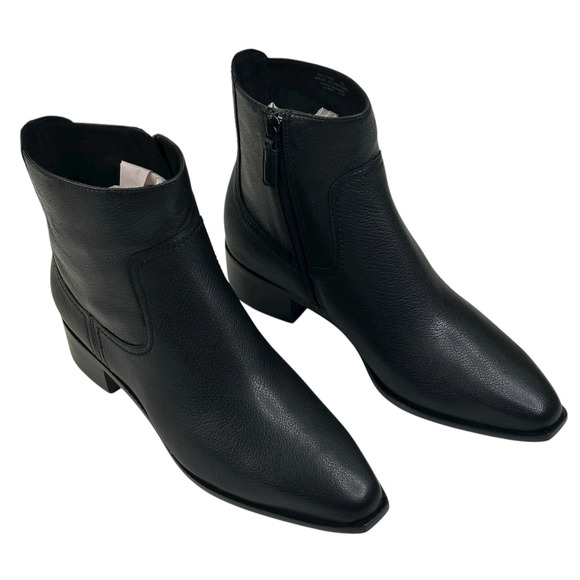 COLE HAAN Naia Black Leather Ankle Boots Womens Size 7B Side Zip New $200 A - Picture 1 of 13